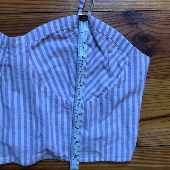 Anthropologie Lavender and White Striped Seersucker Crop Top, NWT, L - Picture 5 of 9